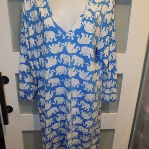 Lilly Pulitzer Christie Dress Tusk In The Sun Bay Blue Elephant Print Size XL